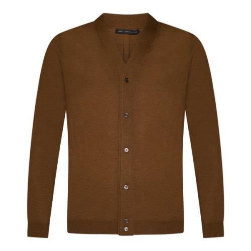 Brun Merinoull V-hals Cardigan