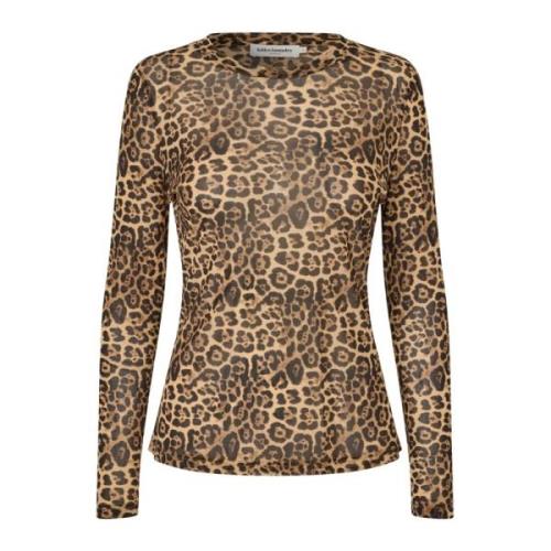 Leopardmønstret Mesh Bluse