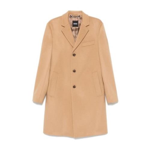 Beige Ull-Kasjmir Blanding Frakk Fleece