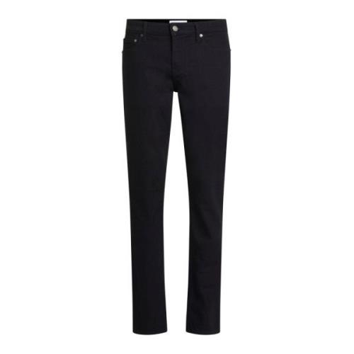 Sort Slim Fit Herre Jeans med Fem Lommer