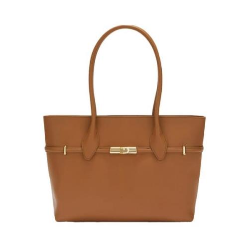 Brun skinn Shopper med Interlocking Hardware