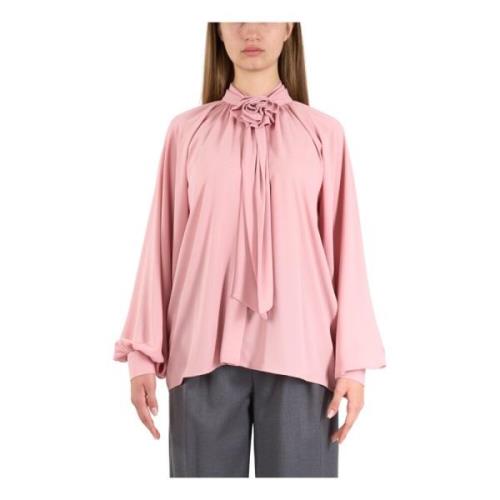 Chiffon bluse med rosebue detalj