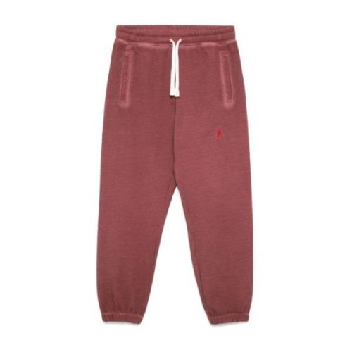 Røde bomulls sweatpants med brodert logo