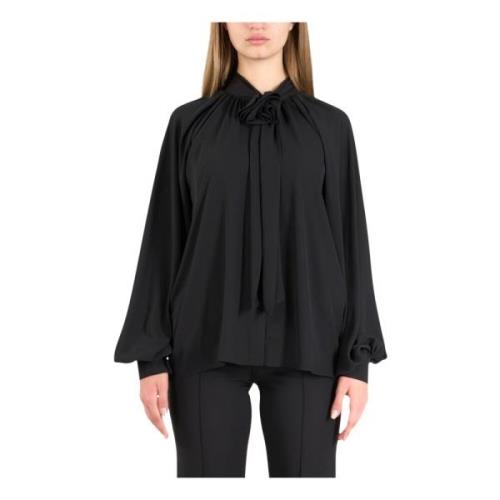 Chiffon bluse med sløyfedetalj