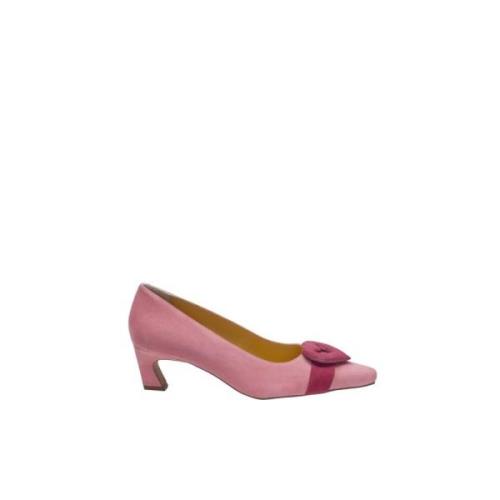 Rosa Hjerte Spenne Skinn Pumps