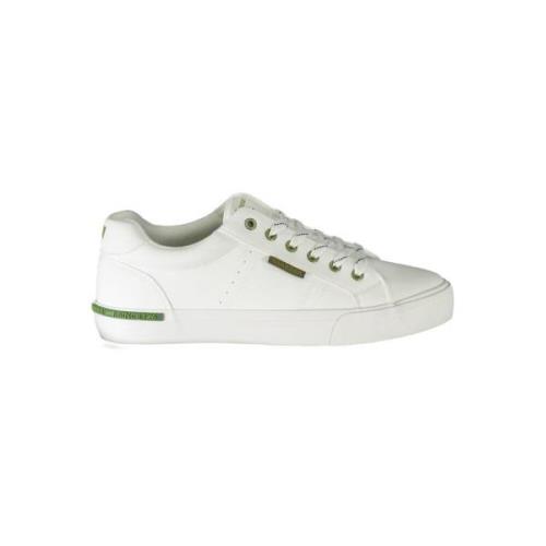 Hvite Polyester Sneakers med Lisser, Kontrastdetaljer, Logo