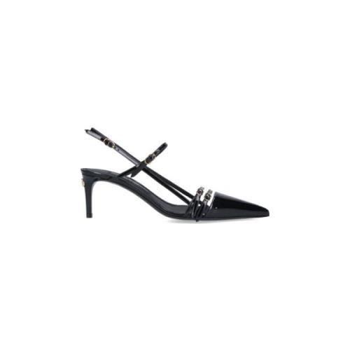 Svart Hæl Slingback Stiletto Sandaler