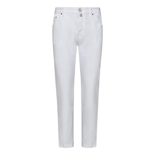 Hvite Slim Fit Jeans med Logo