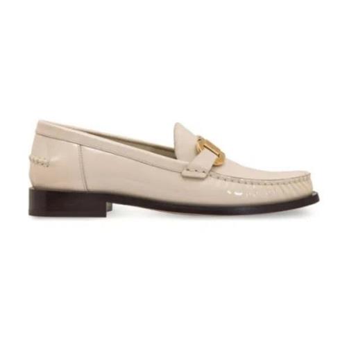 Hvite Skinnloafers Elegant Stil