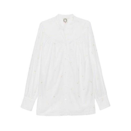 Hvit brodert bluse Ornella