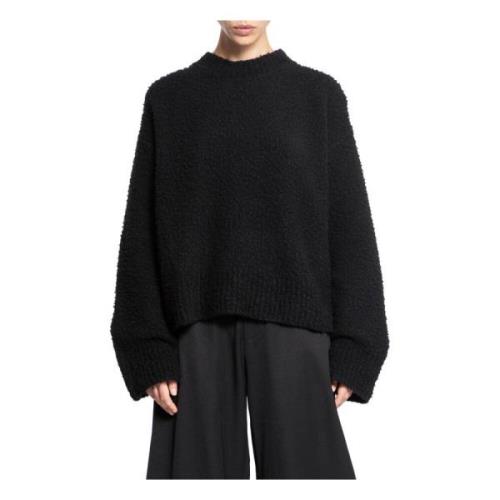 Sort Ribbestrikket Oversized Genser