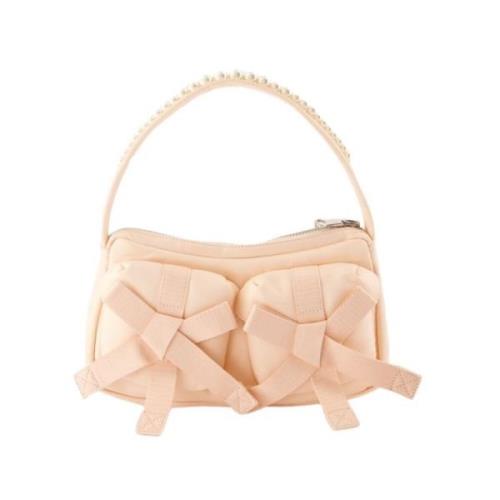 Rosa Nylon Crossbody Veske med Bue