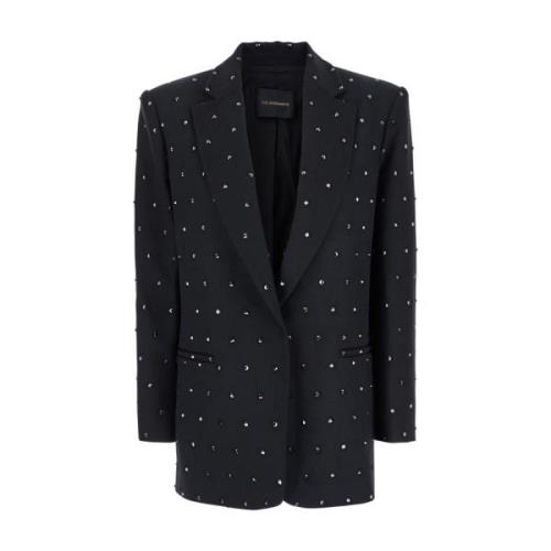 Svart Krystall Oversize Blazer med Strass