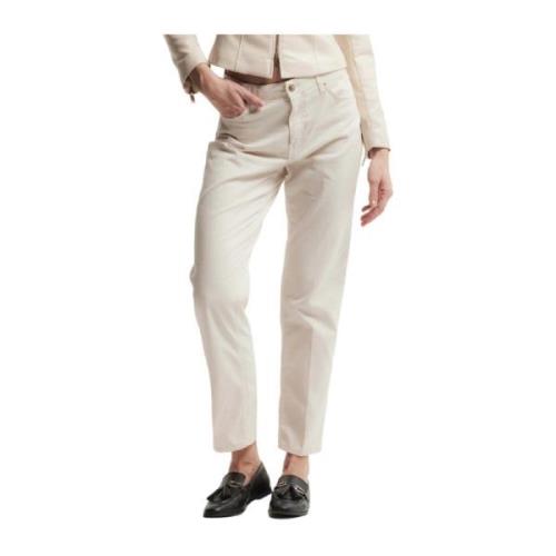 Beige Straight Trousers Women's Clothing