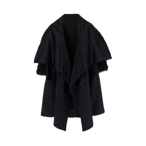 Vendbar Mohair Cape med Shearling Ermer