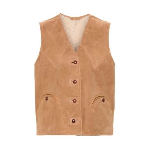 Shearling V-hals Ermeløs Vest