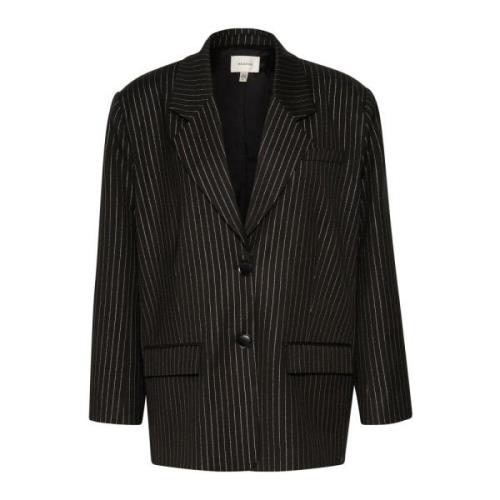 Svartstripet Lurex Blazer Jakke