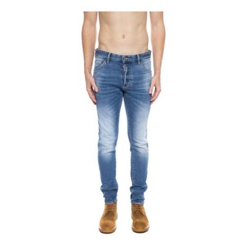 Blå Distressed Skinny Jeans