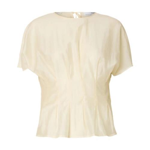 Plissert O-Neck Top - Angora