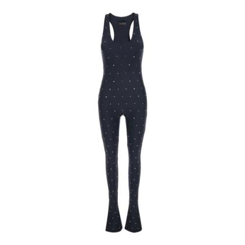 Svart Krystall Jumpsuit med Strass Detaljer