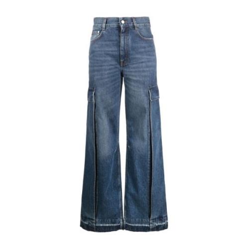 Vintage Mørkeblå Cargo Flare Jeans