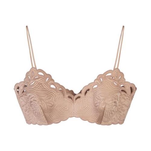 Rosa Silke Blomstret Quiltet Bra Top