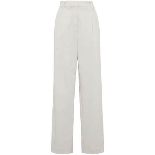 Hvite Wide-leg Bomull Jeans Kvinner