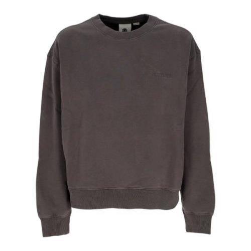 Svart Crewneck Sweatshirt med Logo Broderi