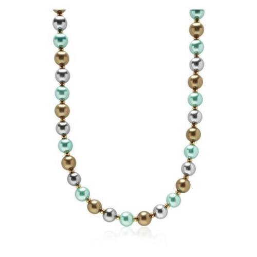 10mm Pastel Metallic Pearl Necklace with Gold