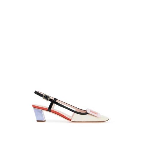 Fargeblokk Patentlær Slingback Pumps