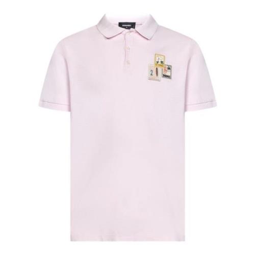 Stilig Herre Polo Shirt med Multifargede Patches