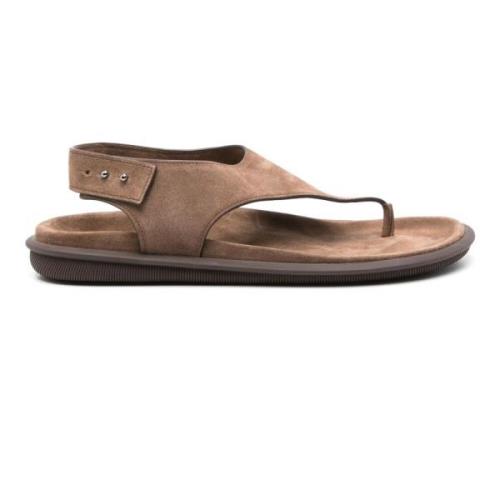 Brun Elegant Åpen Flat Sandaler