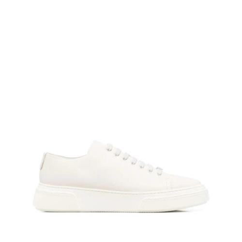 Hvite Skinn Sneakers Elegante Flate