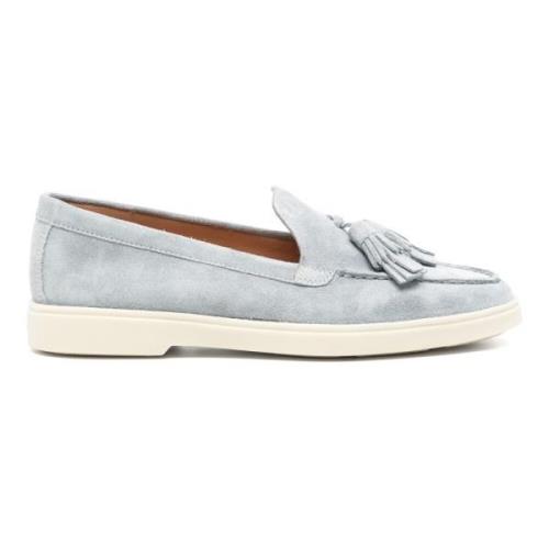 Blå Skinn Loafers Casual Flats