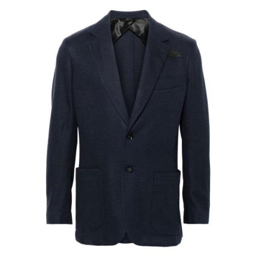 Elegant Svart Silke Ull Blazer