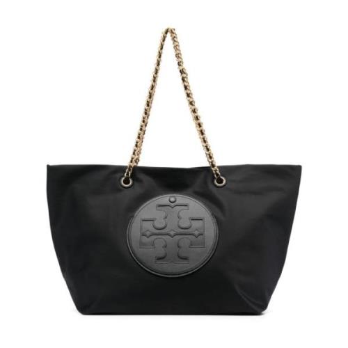 Elegant Svart Nylon Kjede Tote Bag