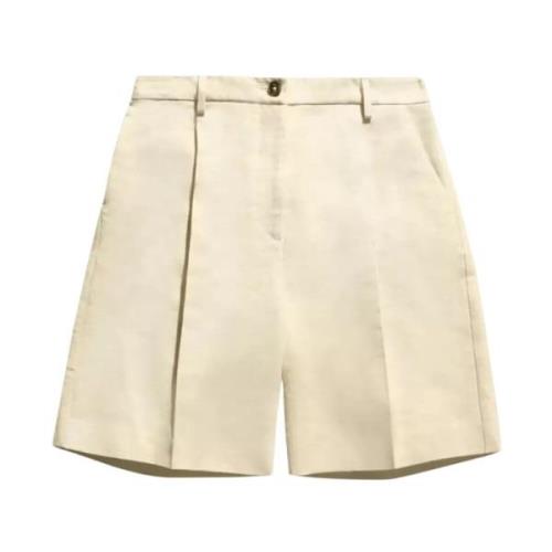 Krem Bermuda Shorts med mansjetter