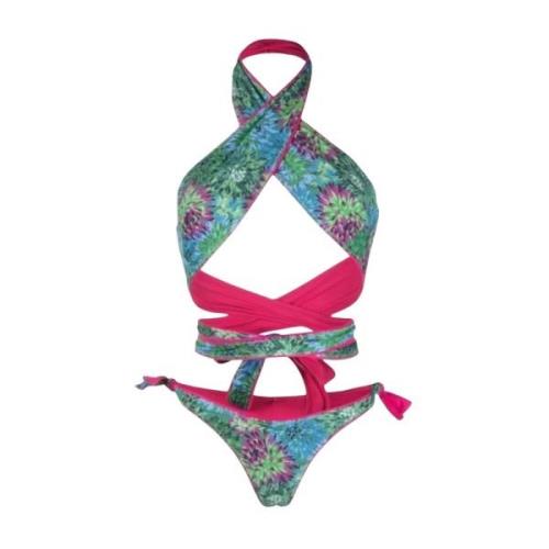 Blomster Halter Bikini Sett