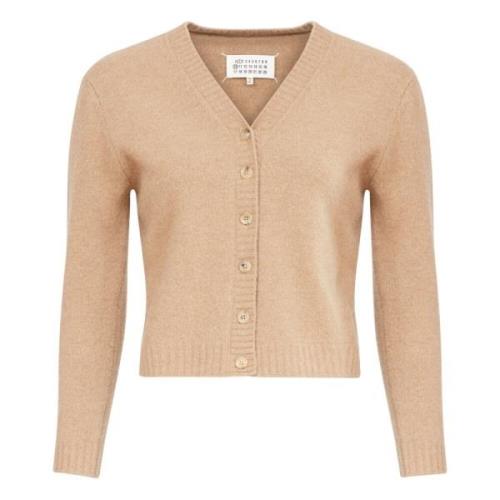 Beige Ull V-hals Cardigan