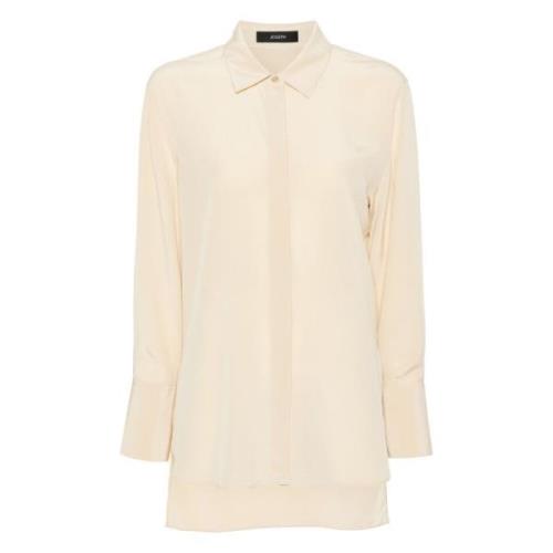 Silke Beige Bluse med Lange Ermer