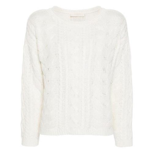 Blå Cable-Knit Sweater Elegant Stil