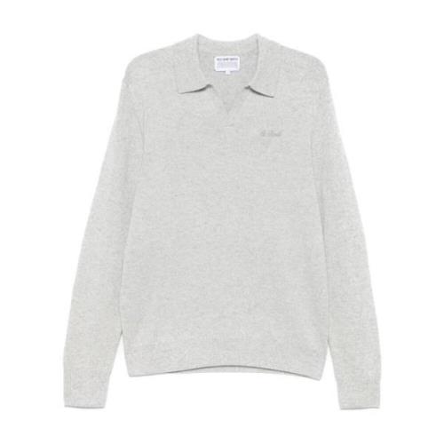 Heather Grey Strikket Genser Polo Krage