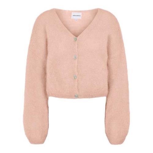 Kort Mohair Cardigan i Fersken