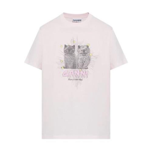 Grafisk Print Rosa Jersey T-skjorte