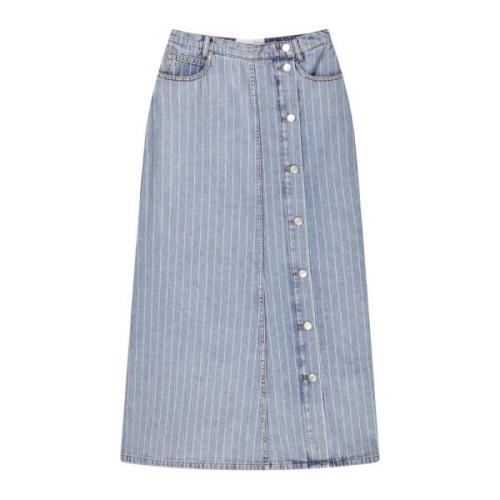 Denim Skjørt med Elegante Pin Striper