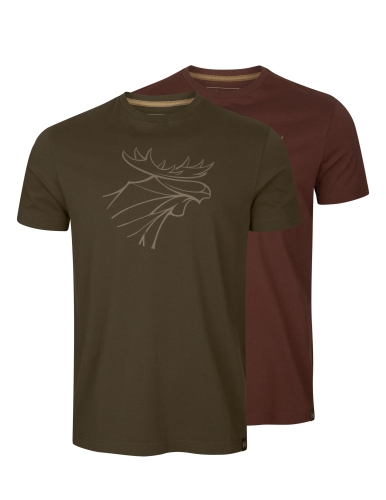 Härkila Men's Härkila Graphic T-shirt 2-pack Willow Green/Burgundy