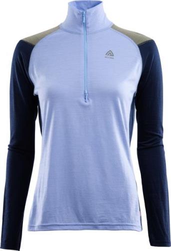 Aclima Women's LightWool Reinforced Mockneck Purple Impression/Navy Bl...