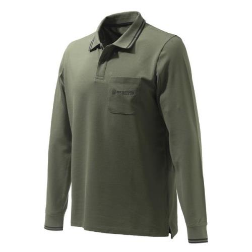 Beretta Men's Airmesh Polo Long Sleeve Green