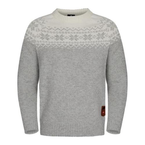 Gridarmor Men's Snøkrystall Round Neck Ullgenser Light Grey/White