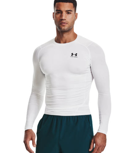 Under Armour Men's UA HG Armour Comp Long Sleeve White